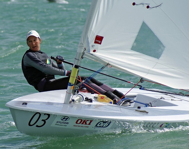 Sarah Blanck wins Race One at the 2008 Laser Radial Worlds © Richard Gladwell www.photosport.co.nz